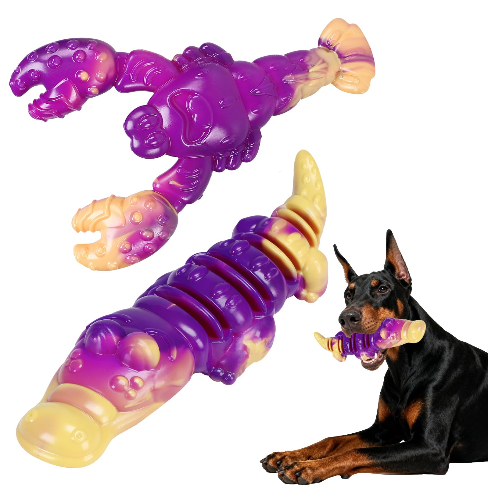 Herspany Indestructible Dog Chew Toy, Tough Beef-Flavored Nylon Chew for Aggressive Chewers — Long-Lasting Tooth-Cleaning & Boredom Relief for All Dog Sizes (Crocodile & Lobster) — image 1