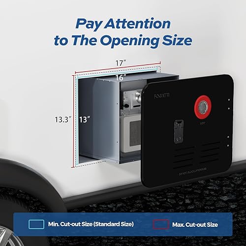 Miniatura 3 de FOGATTI Calentador de agua RV de 15 x 18 pulgadas, solo puerta negra. Kit de puerta para calentadores de agua FOGATTI RV, acero galvanizado