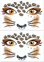 LEMONSTONE 2 Pieces Face Tattoo Carnival, Leopard Make-Up, Temporary Tattoos for Carnival, Face Stickers