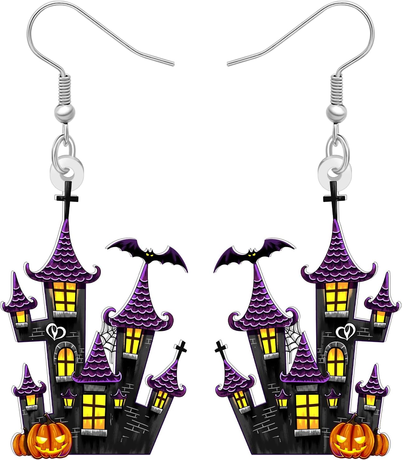 Haunted Castle Dangle Earrings Halloween Gifts for Women
