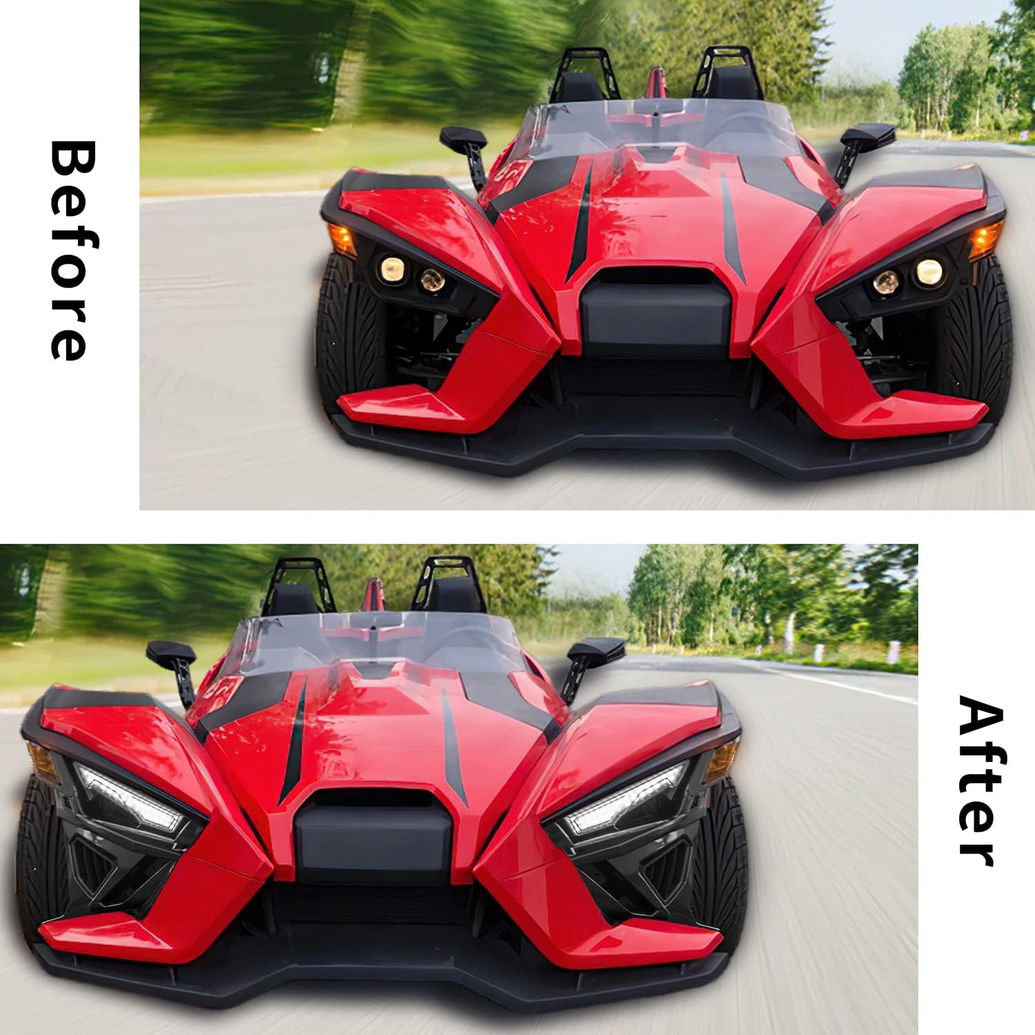 Lower Accent Panel Kit Front Daytime Running Light Panels Compatible with Polaris Slingshot S/R/SL/SLR/GT 2020 2021 2022 2023 Accessories, Replace 5454402,5454401