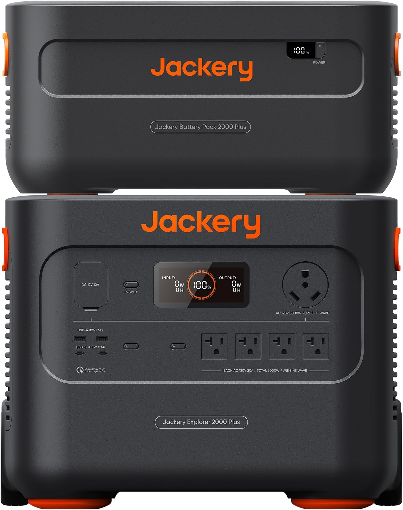 Jackery Explorer 2000 Plus, 1*Expandable Battery, 4085 Wh LiFePO4 Battery with 3000W Output for Outdoor RV Camping and Home Emergency