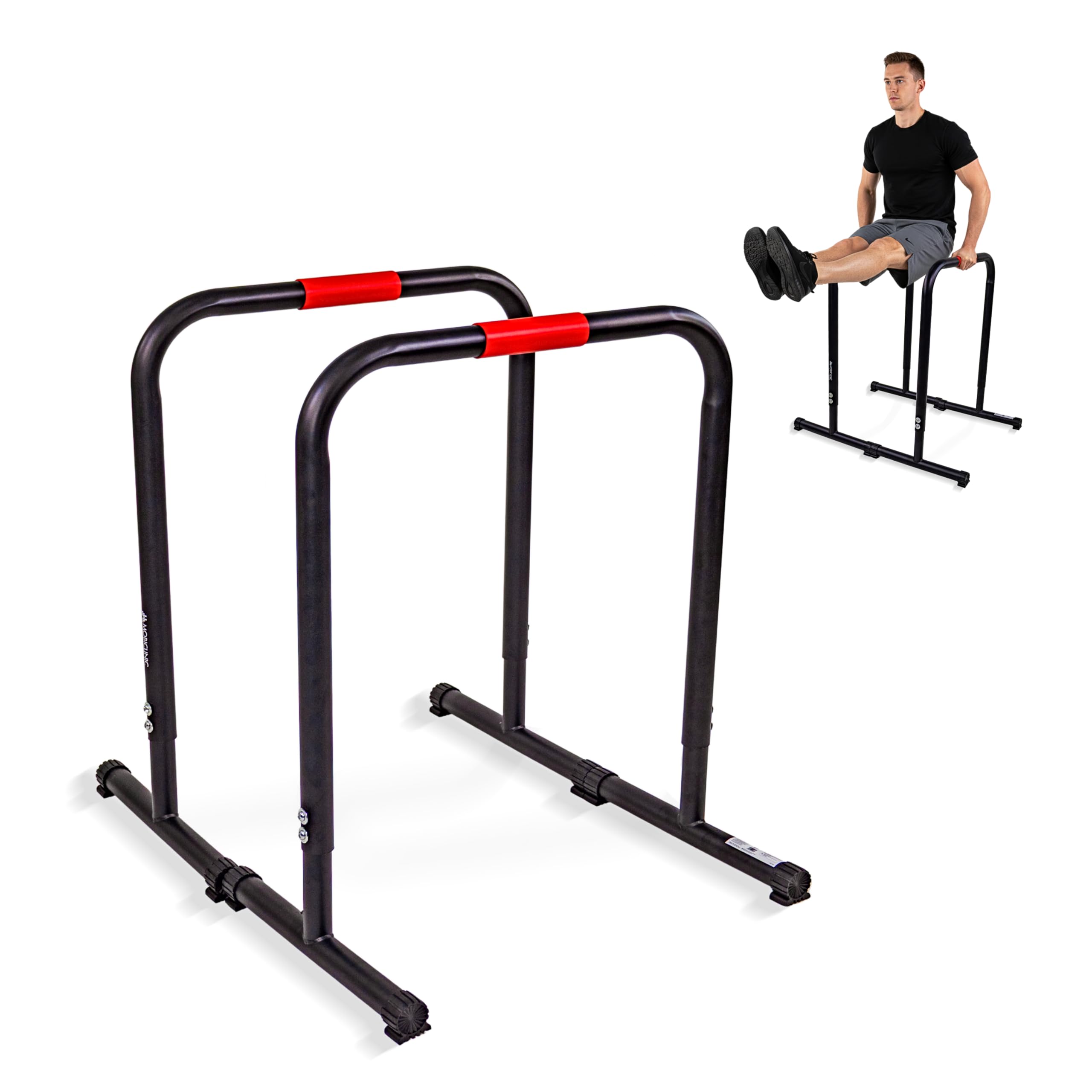 Mobiclinic®, Parallele Calisthenics, Regolabili, 2 Altezze 79-89 cm, Impugnature Antiscivolo, Piedini in Gomma, Acciaio Rinforzato, Dip, Flessioni, Plank, Funzionali, Twins