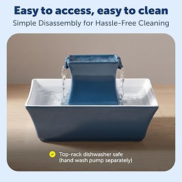 PetSafe Drinkwell Pagoda Pet Fountain 70 oz/ 2L Capacity,Elevated Indoor Ceramic Cat Water Fountain, 2 Levels of Free-Falling Stream, Included Carbon & Foam Filters Provide Fresh Water with Every Sip