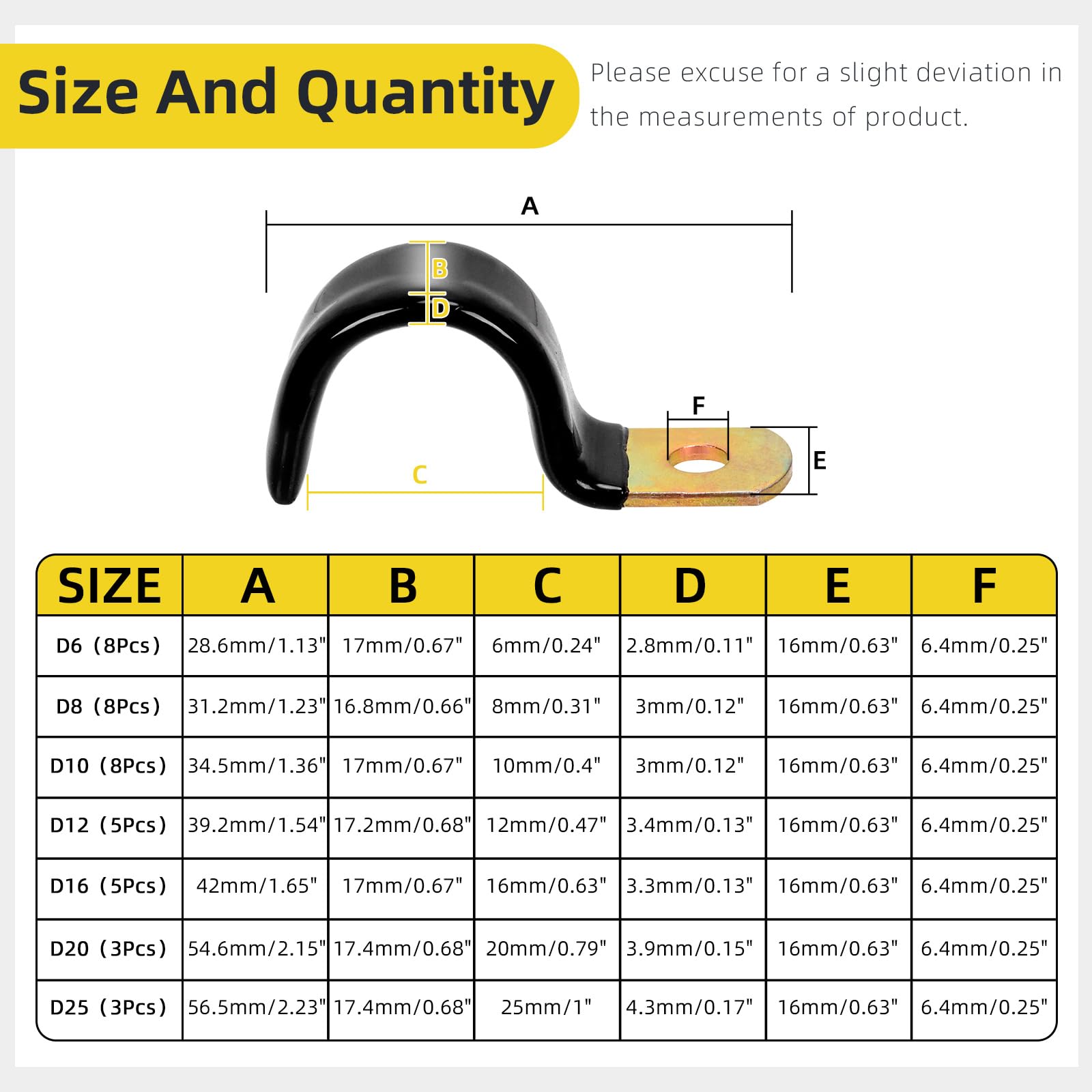 Mardatt 40Pcs 7 Sizes 6mm-25mm Vinyl Coated Cable Half-Clamps Kit - Image 2