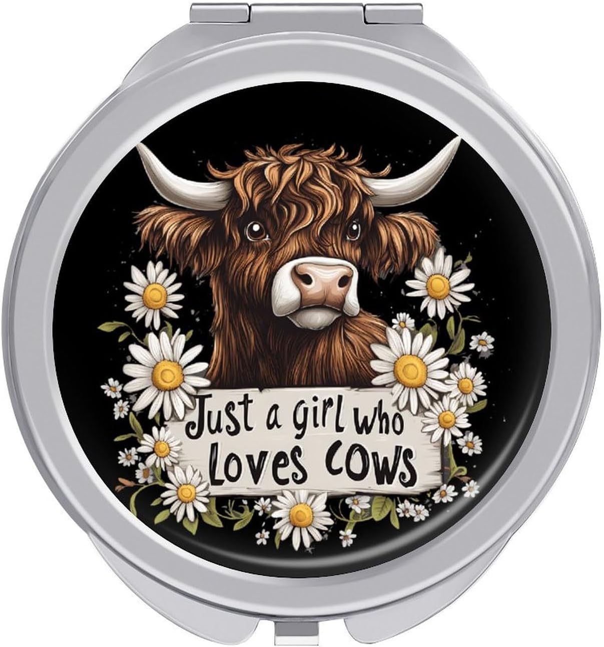 Cow Just A Girl Who Loves Cows Compact Makeup Mirror Mini Foldable Cosmetic Mirror Portable Travel Mirror for Purse Pocket