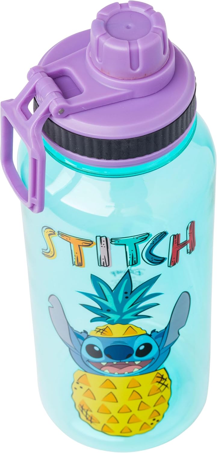 Silver Buffalo Disney Lilo and Stitch Pineapple Twist Spout Plastic Water Bottle with Stickers You Stick Yourself, 32 Ounces - Image 4