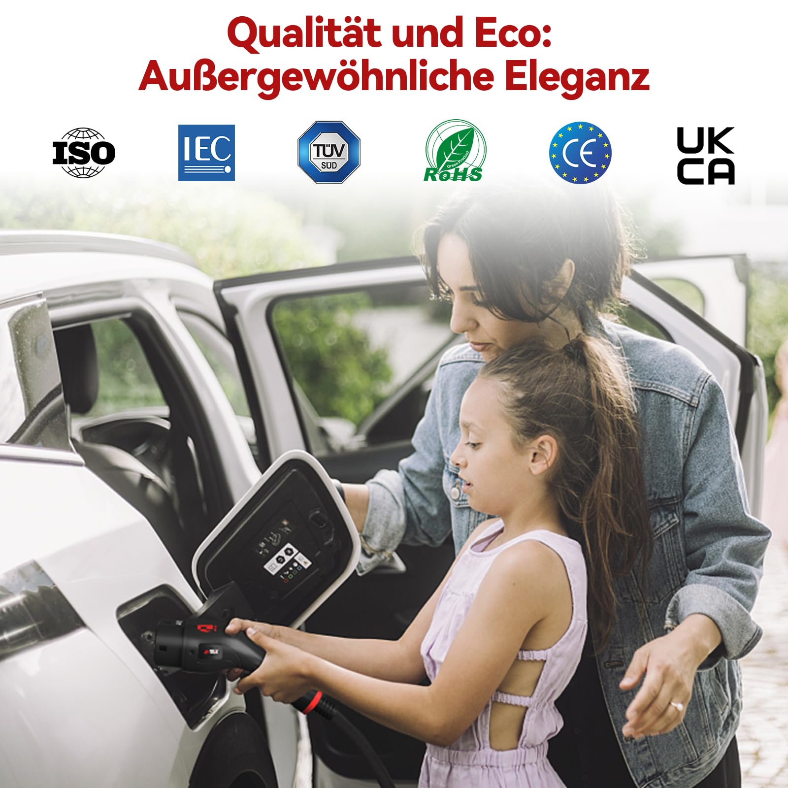 Typ 2 Ladekabel 22kW für Elektroauto & Hybrid Typ 2 -Mode 3 Ladekabel E Auto - 32A| 3 Phasig| 5M Ladekabel Elektroauto Typ 2 EV Charger mit Handtasche, Schwarz