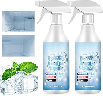 Freezer Defrost Spray Rapid Ice & Frost Remover De-Icer Spray for Refrigerators and Freezers Prevents Ice Buildup, Fast Acting 120ml/4 fl oz, 2 Pack