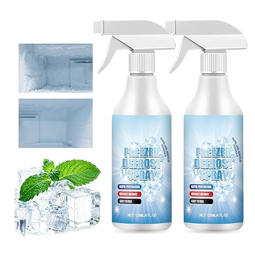 Freezer Defrost Spray – Rapid Ice & Frost Remover De-Icer Spray for Refrigerators and Freezers – Prevents Ice Buildup, Fast Acting 120ml/4 fl oz, 2 Pack