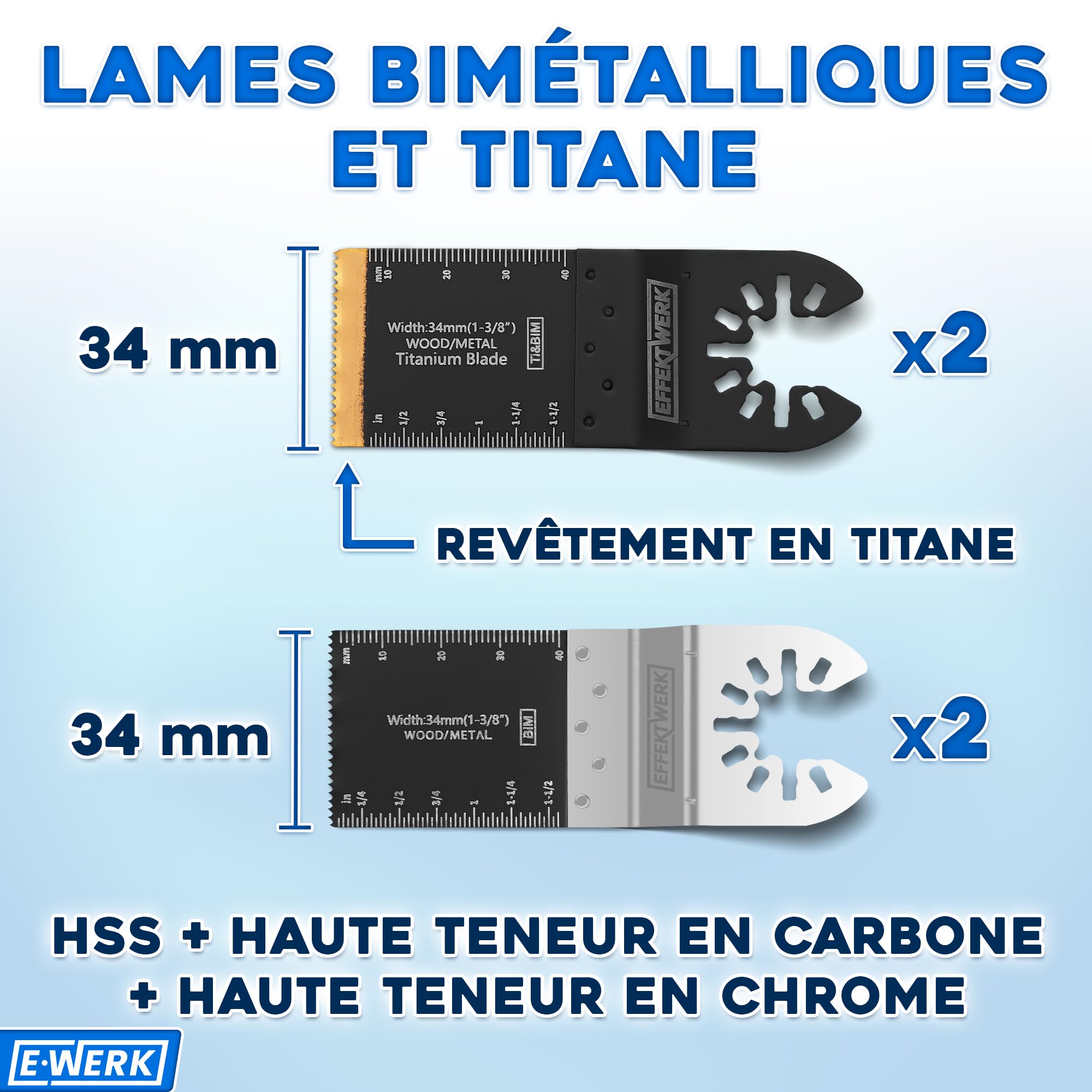 Lot de 27 Lames de Scie pour Multitool - Accessoires Oscillants pour Bois, Plastique, Métal - Lames de Coupe Haute Résistance avec Sac de Rangement