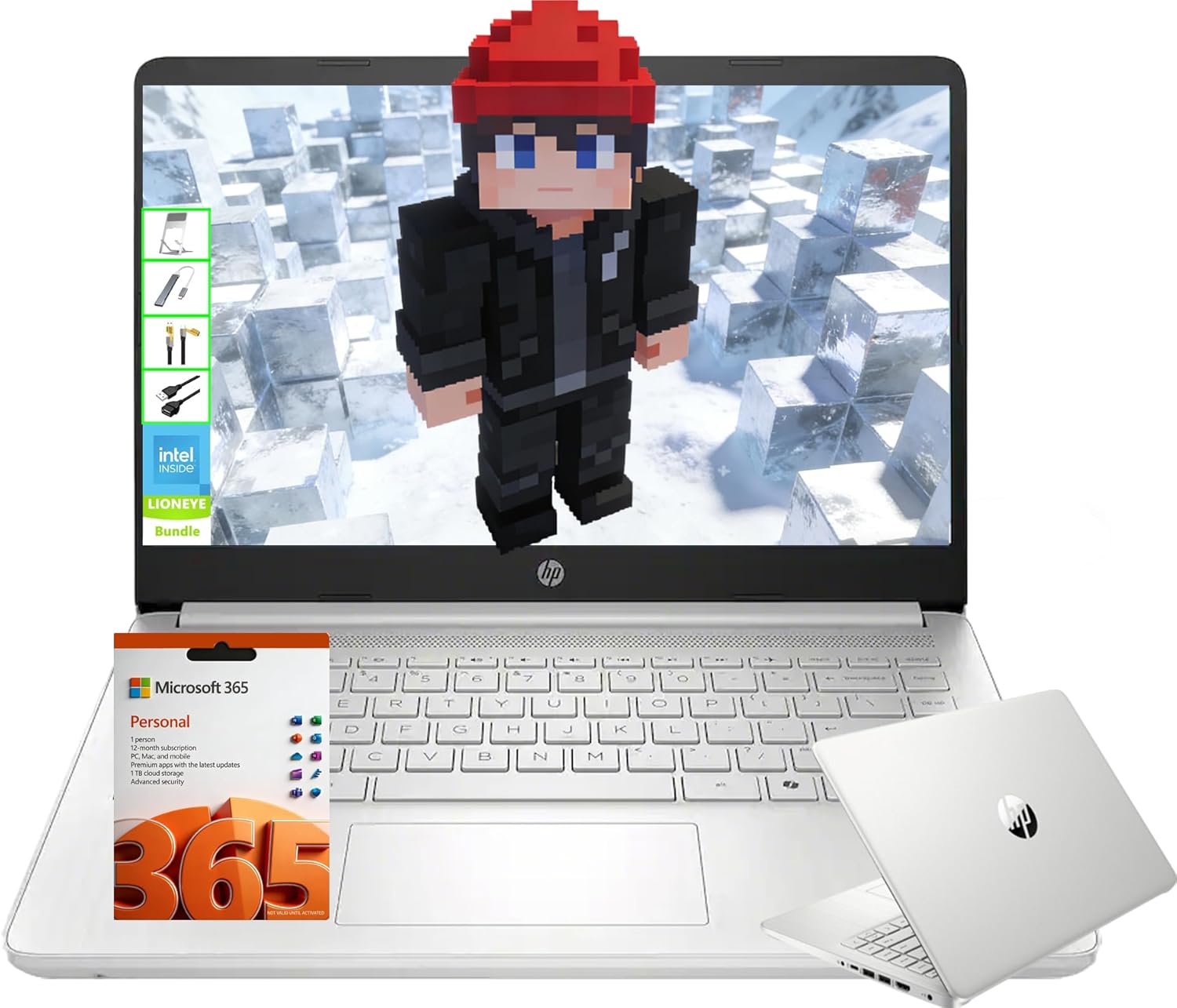 HP 14 Inch HD Laptop 2026, Intel 4-Core, 128GB UFS, Copilot AI, Long Battery Life, Fast Charge, Micro-Edge Display, Thin Portable, Windows 11 with 1-Year Microsoft 365, Silver, LE Bundle