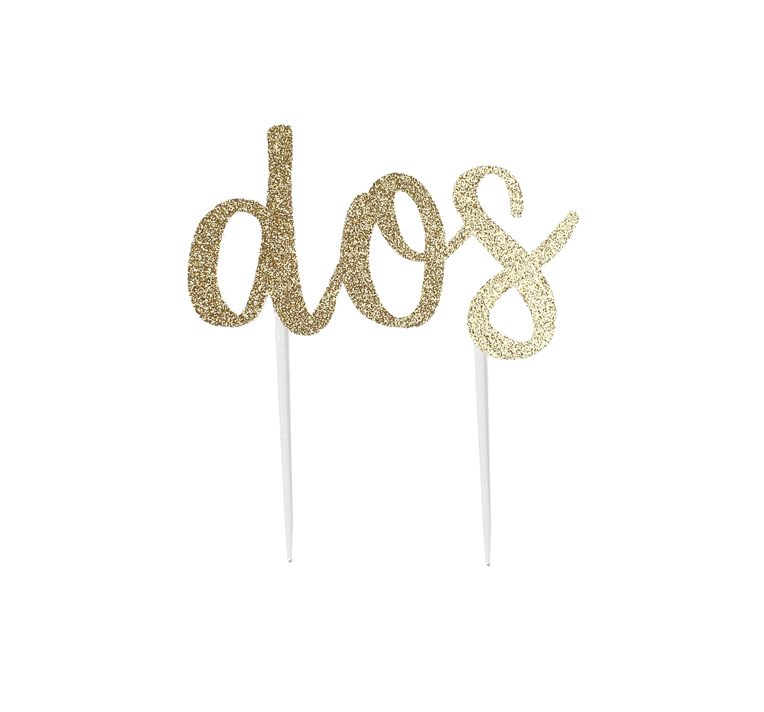 Handmade 2 Segundo Birthday Cake Topper Decoration - Dos - Double Sided Gold Glitter Stock