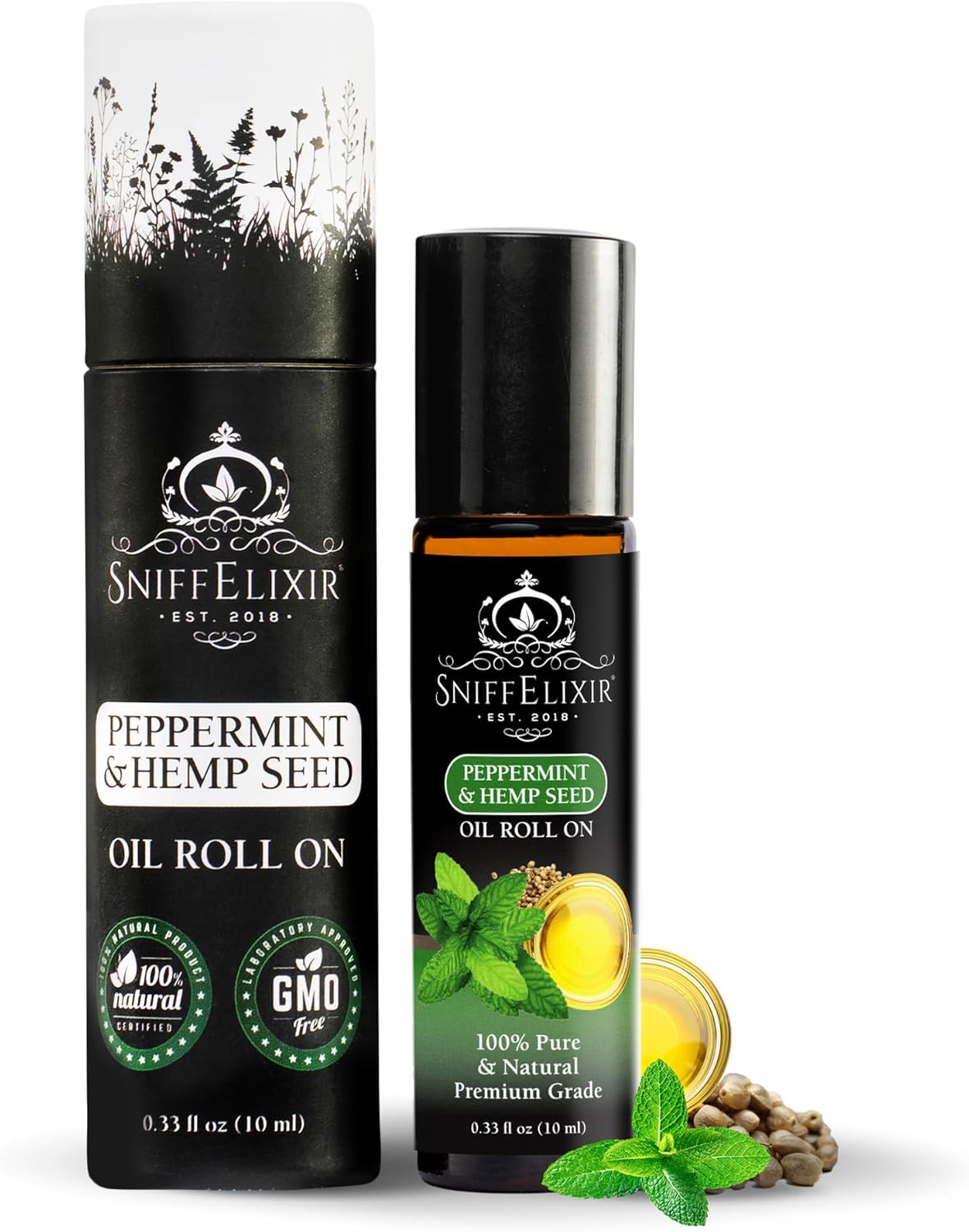 Peppermint Essential Oil Roll On with Hemp Seed Oil, Essential Oils Peppermint to Ease Headaches & Migraine, Used as Headache Stick, Oil Roller – Aromatherapy Gifts for Women and Men
