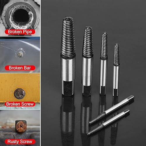 Vista 4 de Extractor de tubería de agua rota, 8 piezas, extractor de tornillo de tubo de agua roto para quitar tornillos pelados y pernos rotos, tornillo