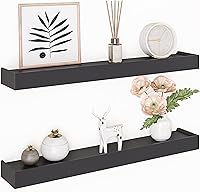 Vista 10 de Ballucci estante para pared con repisas moderno, juego de 4 unidades, Madera, Negro, Set de 4