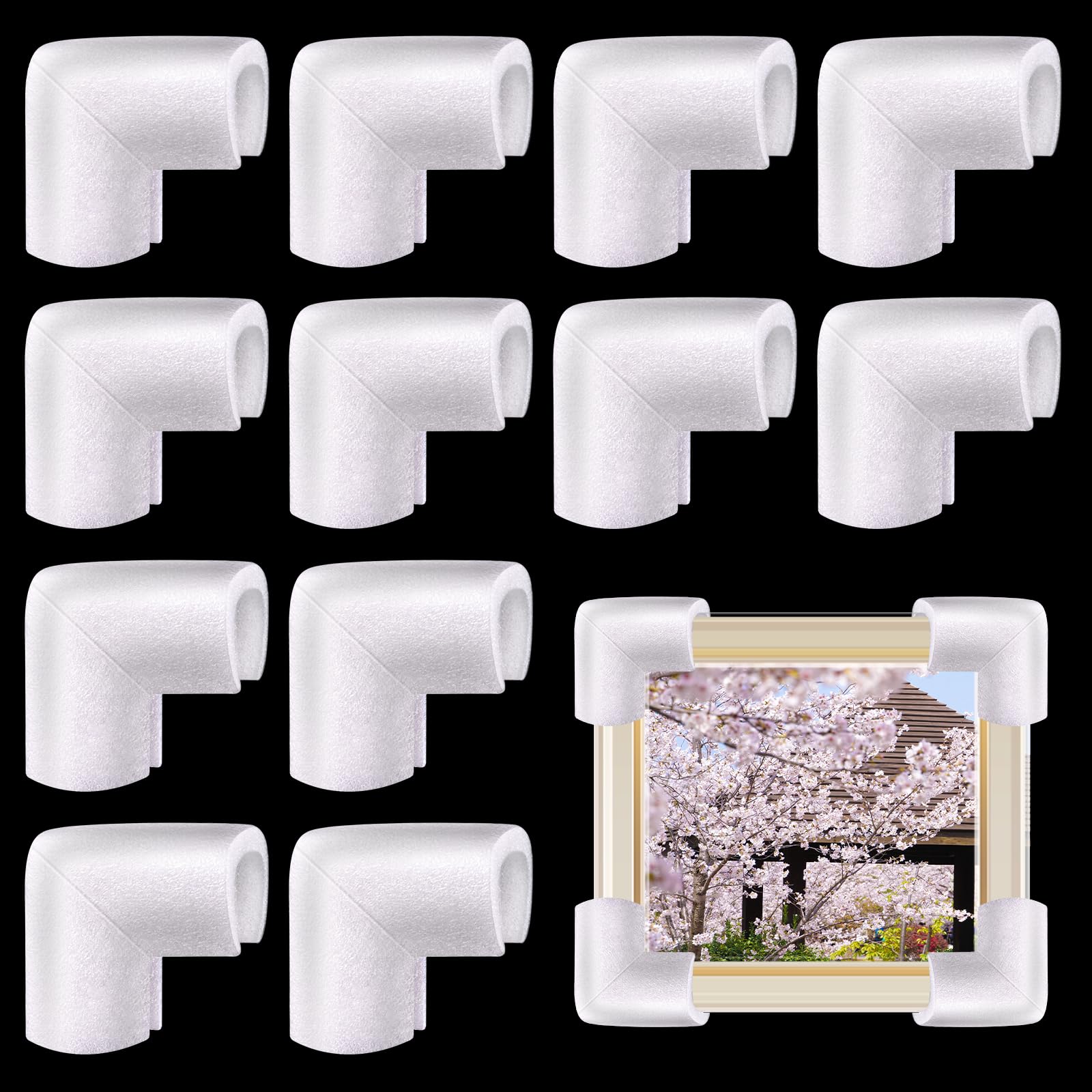 12 Pcs Foam Corner Protectors for Shipping, L-Shaped Edge Guards for TV Moving Box, Picture Frames, Mirrors, and Furniture, Must-Have Moving Supplies