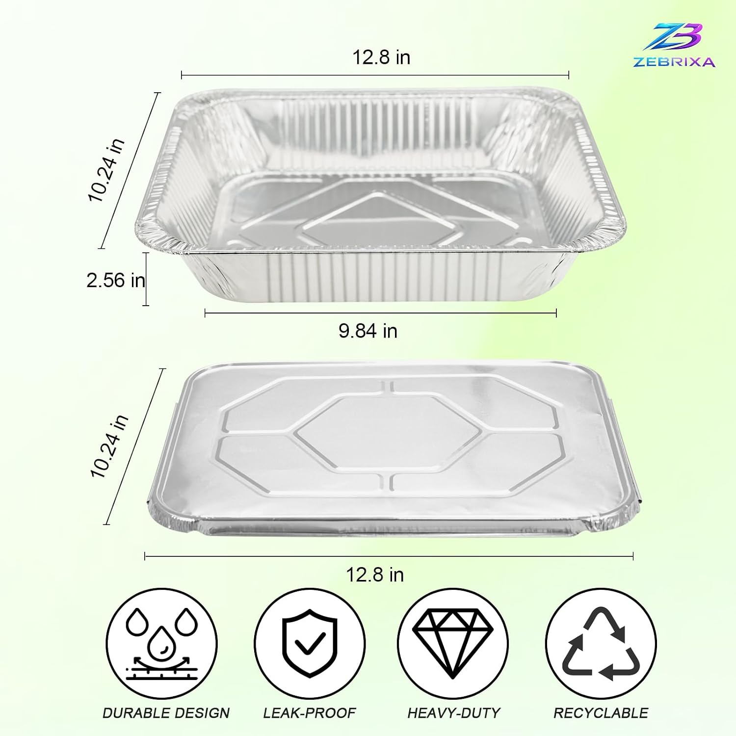 9x13 Aluminum Pans with Lids, 30 Pack (60 Pieces), Extra Heavy Duty Half Size Deep Disposable Foil Food Containers for Baking, Roasting, Cooking, Heating, Meal Prep, Food Storage, Catering & Parties