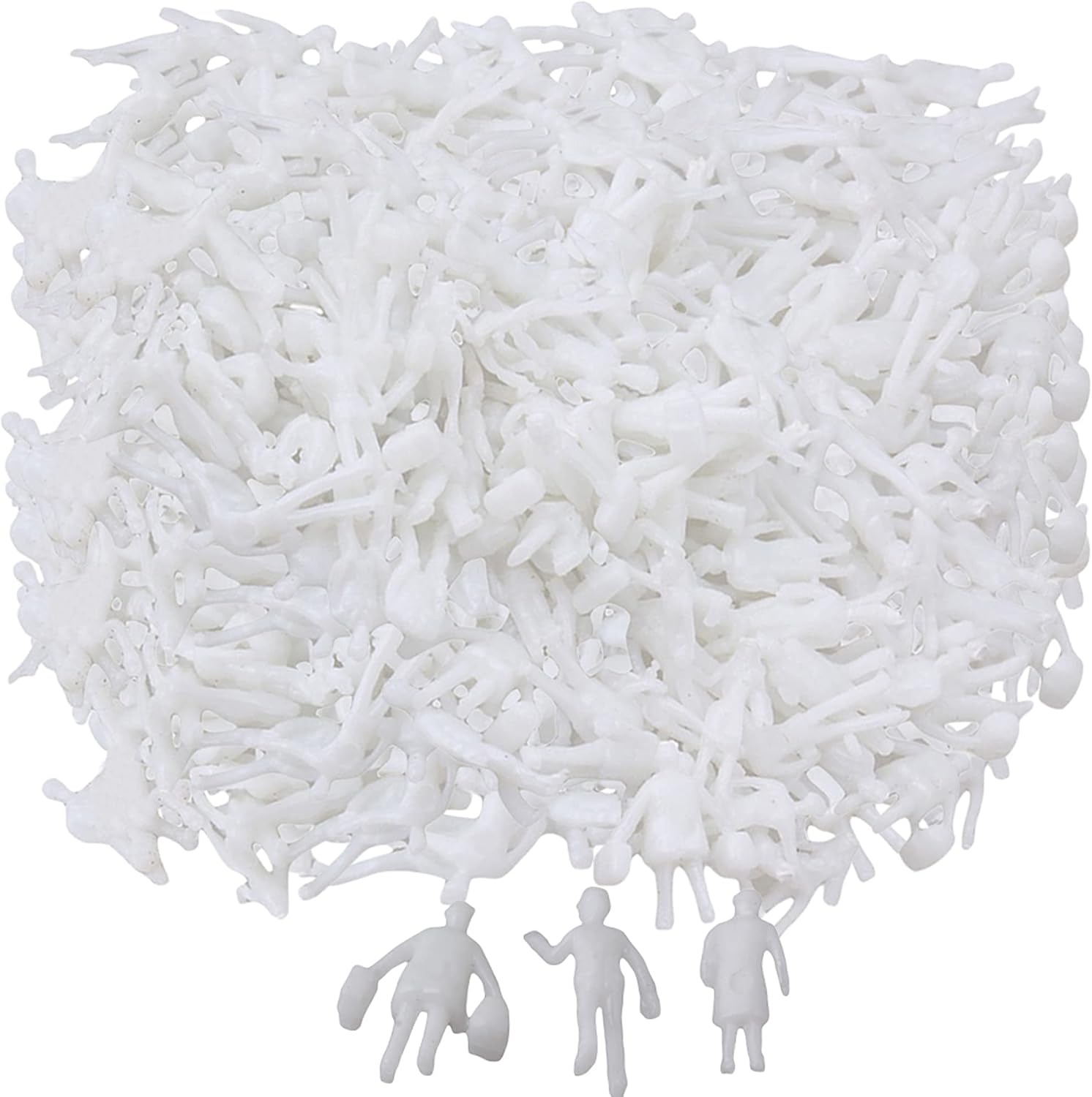 Mxfans 1000Pcs 1:200 Scale White Unpainted Model People Figures for Miniature Scenes