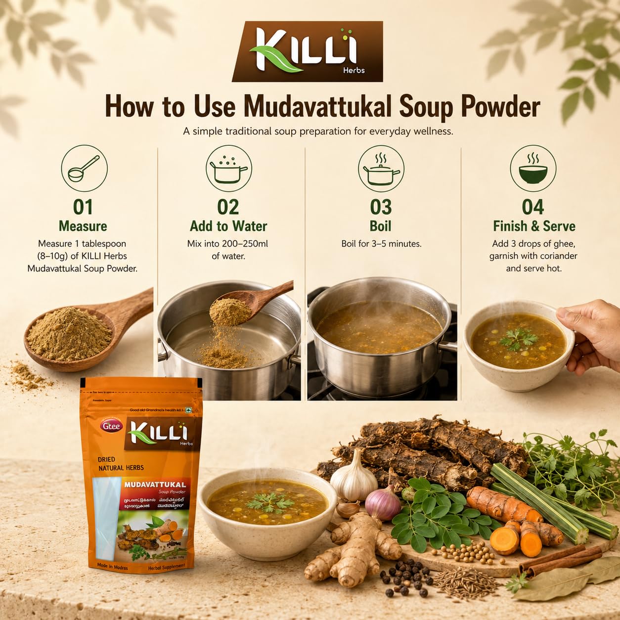 KILLI Mudavattukal Kizhangu Soup Powder | Joint & Bone Health, 100g — Amazon image 6