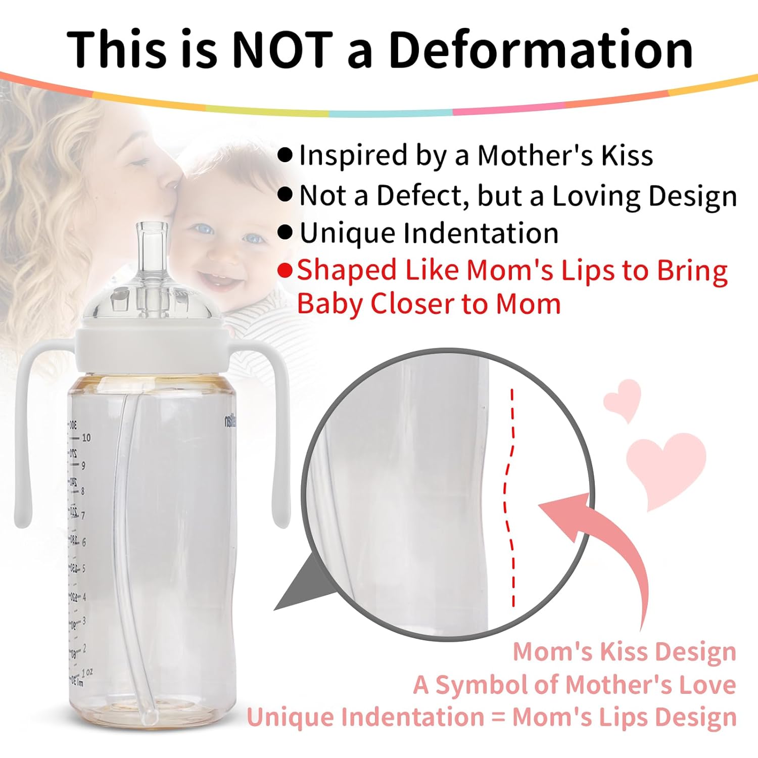 2 in 1 Baby Bottles n Straw Cup with Handle, Mombella Classic PPSU Baby Bottle & Sippy Cup, Toddler Water Bottle, Soft Silicone Fast Flow Nipple, BPA Free Transition Cup for 6 Months+, 10oz, Ivory