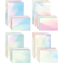 Better Office Products Mini Stationery Set of 100 50 Ruled Watercolor Sheets + 50 Matching Envelopes, 5.5 x 8.25 Inches, 12 Unique Designs, Double-Sided Ruled Paper