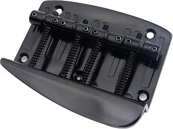 Guyker 4 String Hard Tail Fixed Bass Brass Bridge Compatible with Jazz Bass or Precision Bass PB JB Style Bass GB1020, Black