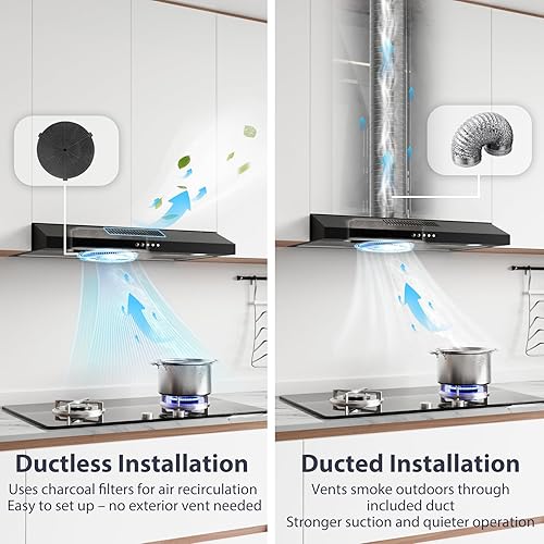 Miniatura 7 de Campana extractora de 30 pulgadas para debajo del gabinete, extractor de cocina convertible sin conductosconductos, ventilación de estufa ultra