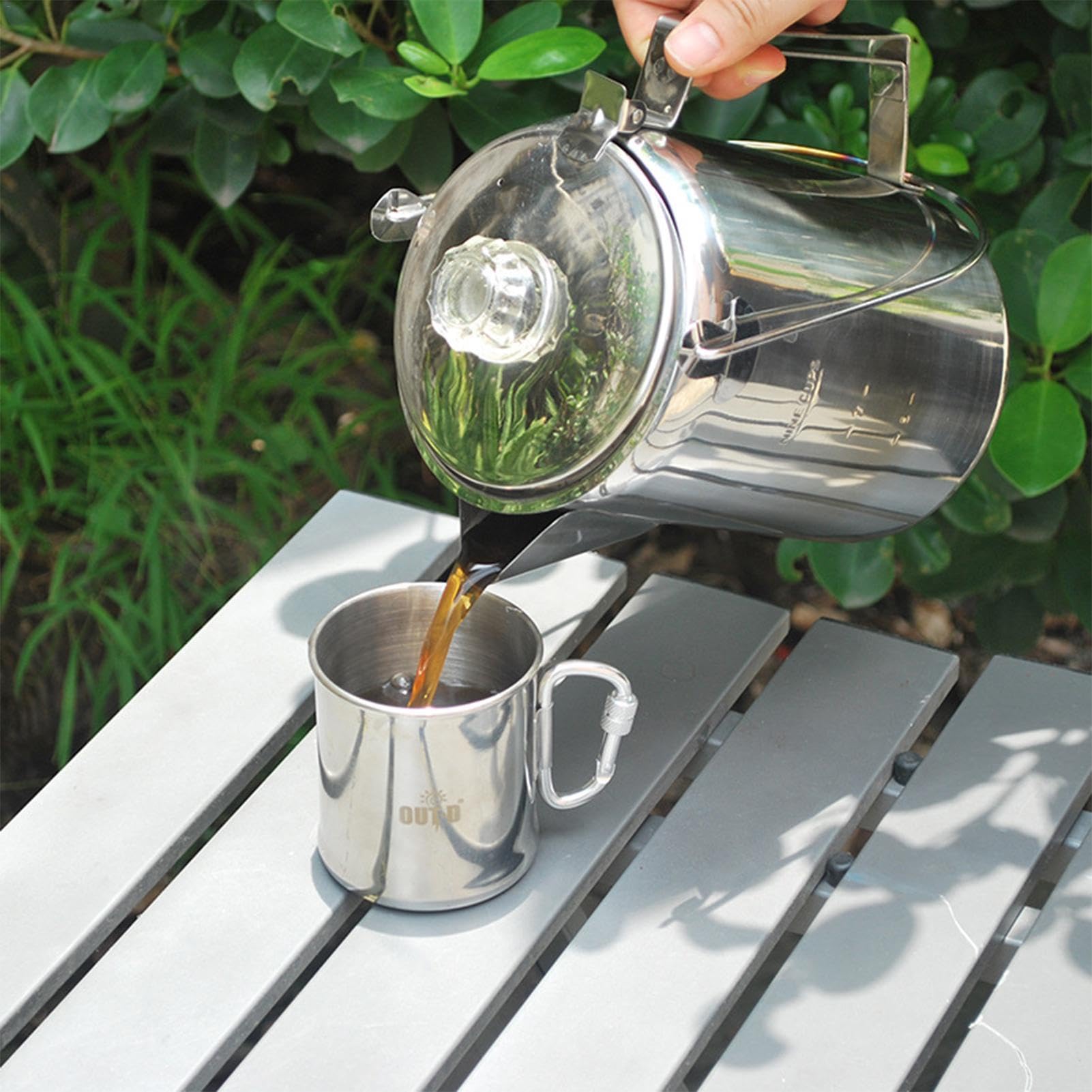Cafetera con percolador,Cafetera con percolador | Cafetera de acero inoxidable - Percoladores para estufa de 9 tazas, percolador para acampar apto para grupos para acampar