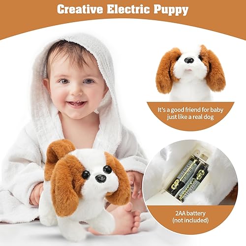 Miniatura 21 de Perro electrónico interactivo de peluche para cachorros – caminar, ladrar, mover la cola, estirar, compañero animal para niños pequeños Husky Dog