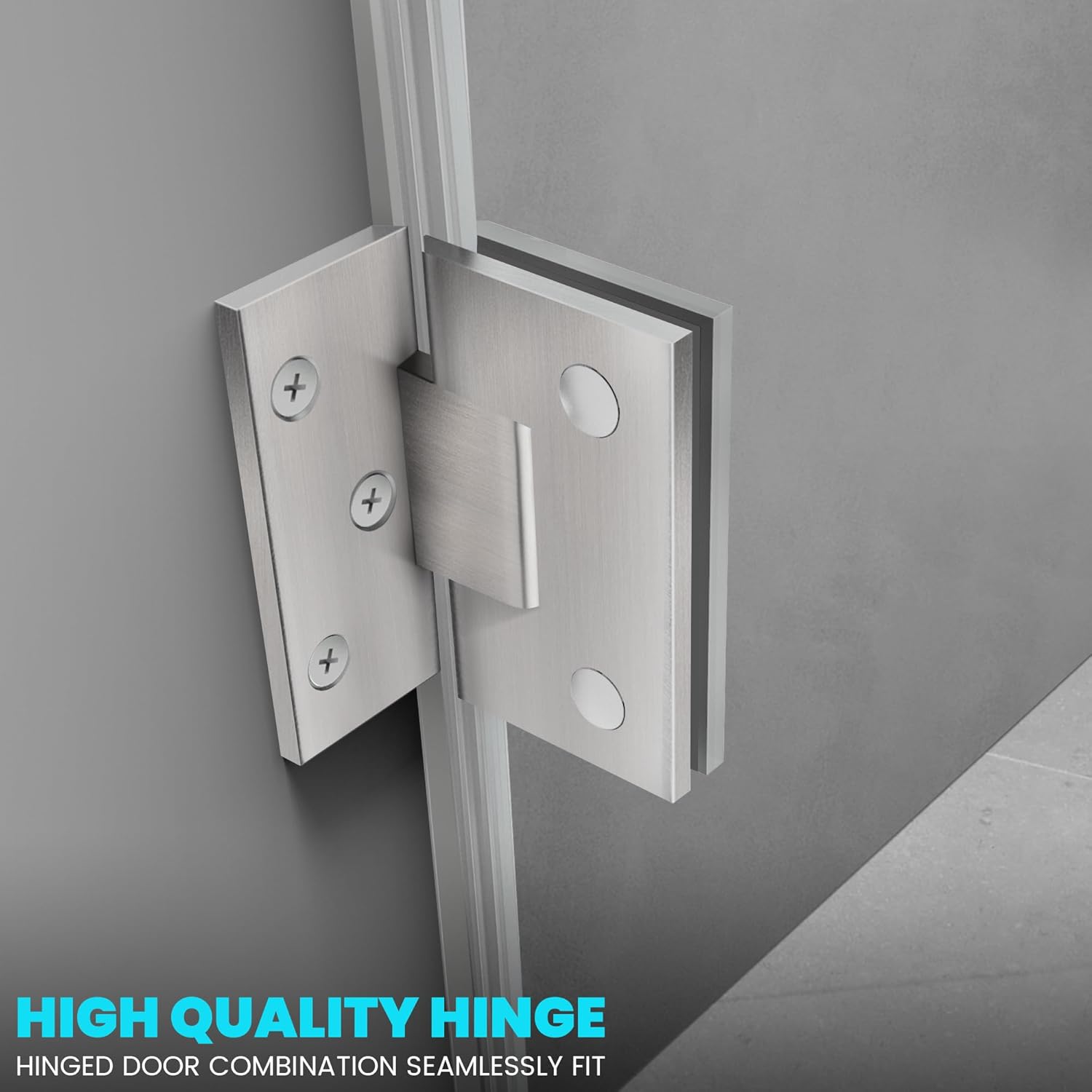 Bathroom Hinged Shower Door - 22" W×72" H, 5/16"(8mm) Thick Clear Tempered Glass Shower Door, Frameless Fixed Glass Panel with Handle&Clamps, Brushed Nickel