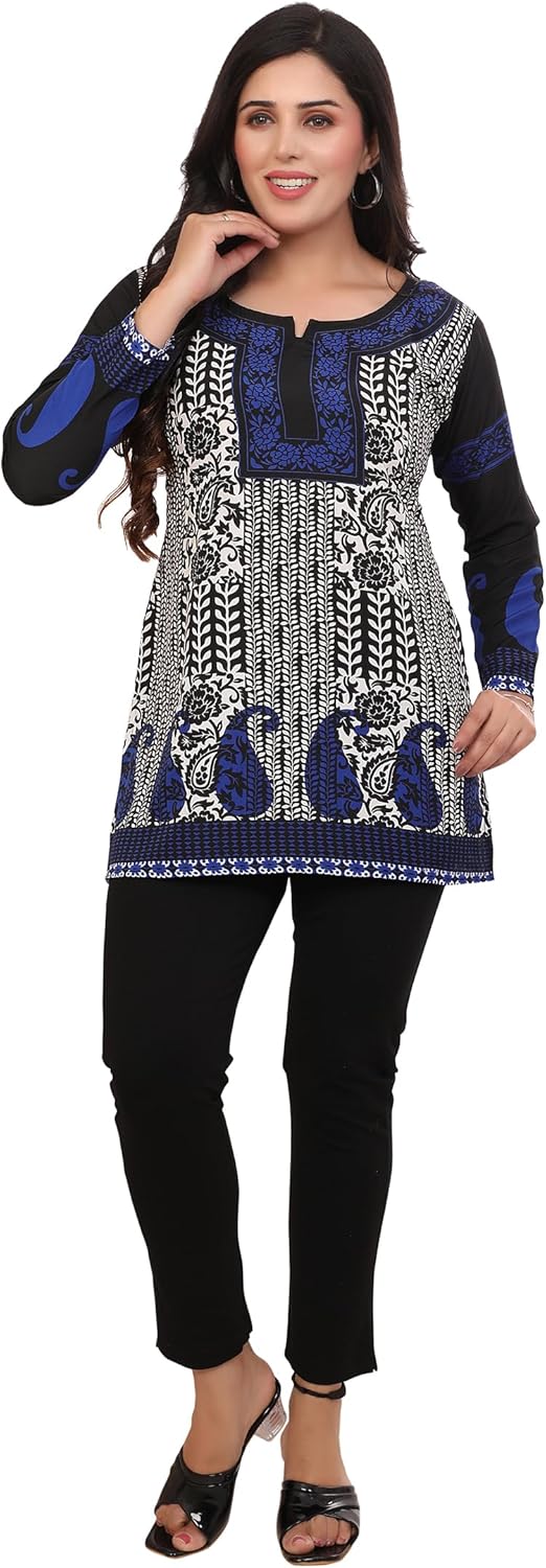 Maple Clothing Women's Short Kurti Printed Kurta Outfit Indian Tunic Top India Clothing