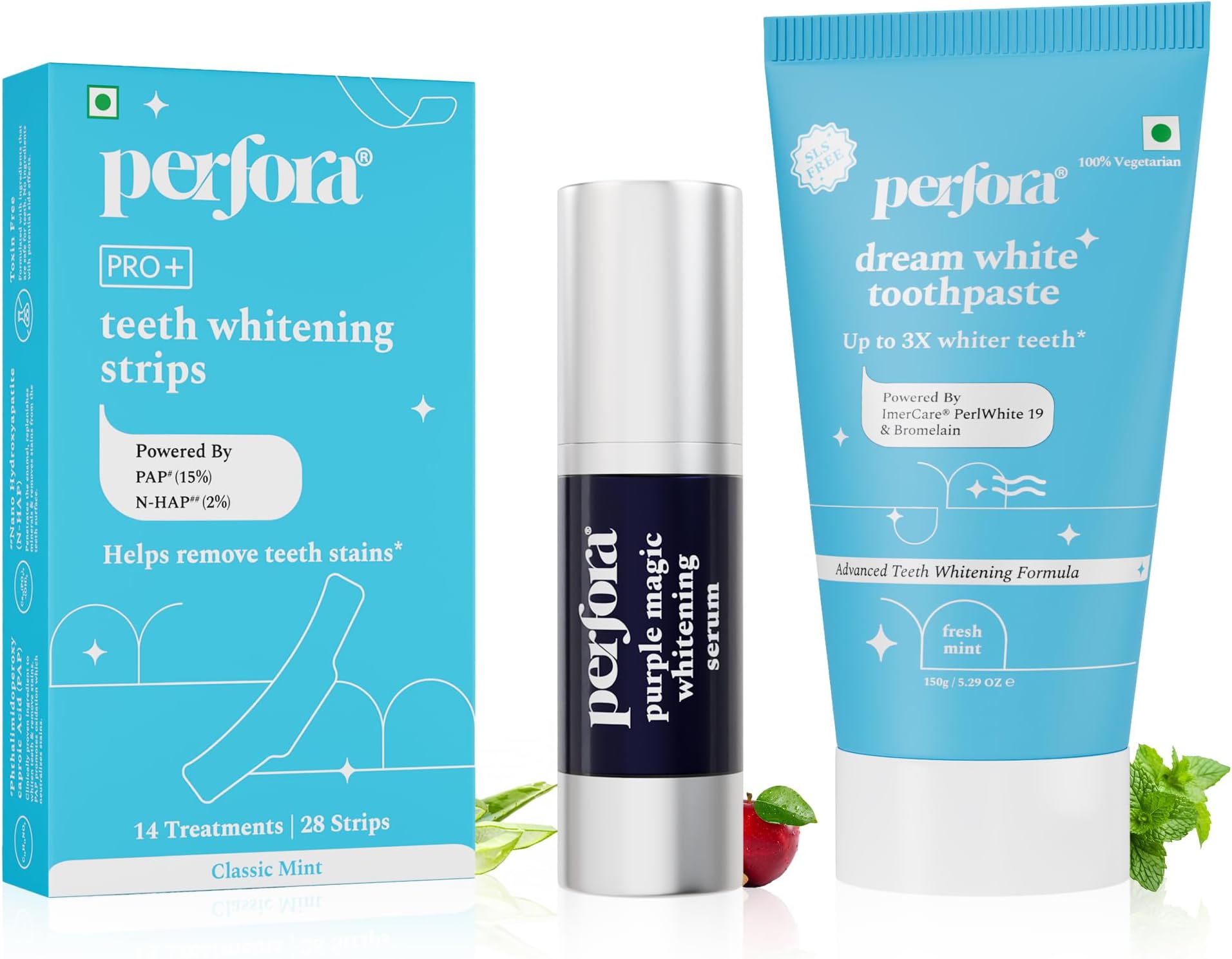 - Teeth Whitening Combo | Strips - 14 Treatment,Purple Magic Whitening Serum 30ml & Dream White Toohtpaste 150gm | Enamel-Safe & Sensitivity-Free Oral Care Formula For Tooth Stain Removal | Pack Of 3