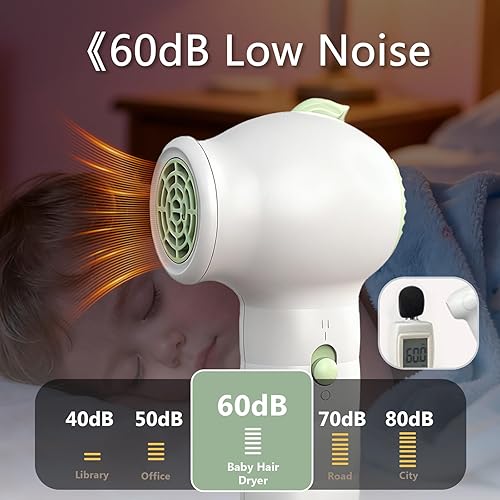 Miniatura 6 de NUFR Secador de pelo inalámbrico para niños, portátil, de bajo calor, suave, flujo de aire, de mano, lindo, mini secador de pelo con base de carga