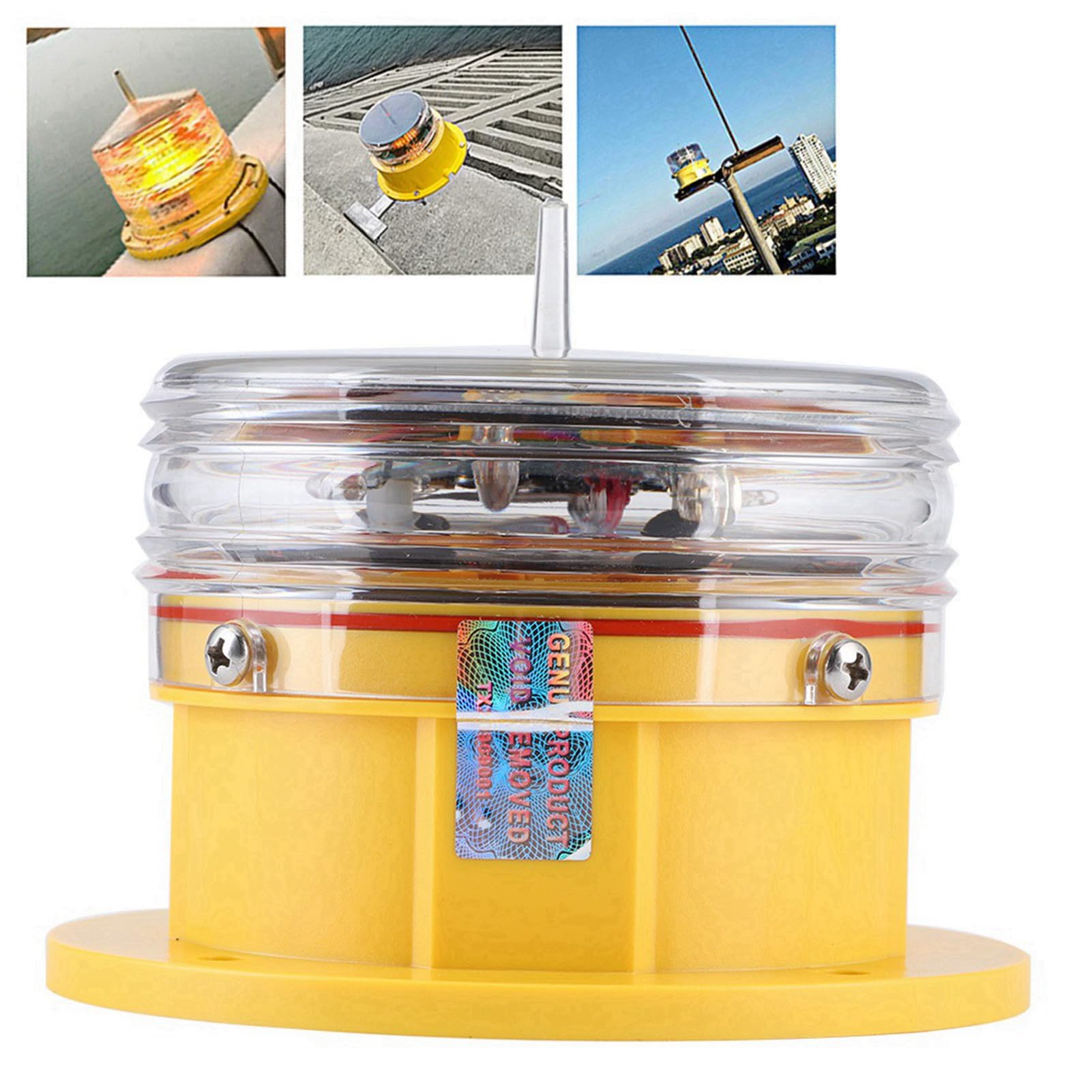aqxreight Luce di Segnalazione Marina Solare, Lampada Lampeggiante a 360 | Copertura PC Antiurto, Supporto Nautico, Luce Laterale, Batteria Li-ion, IP68