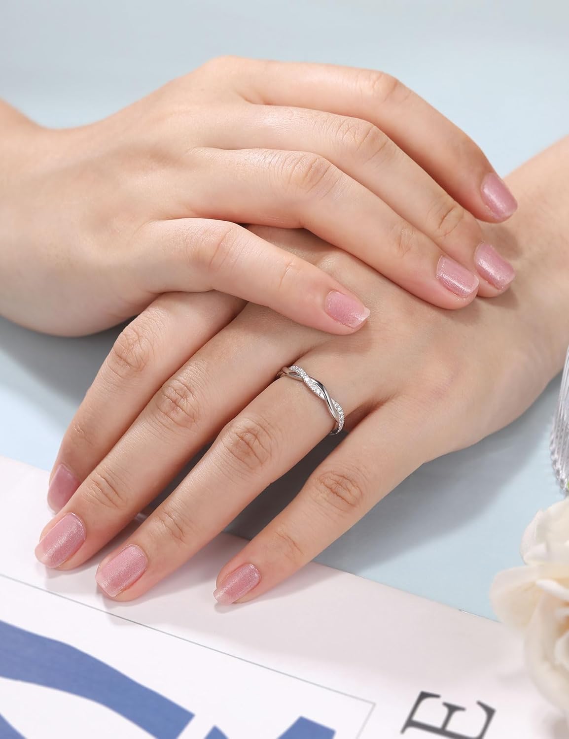 Moissanite Wedding Band Twisted Rope Infinity Eternity Rings for Women 925 Sterling Silver Rings Stackable Engagement Anniversary Band Size 4-11 - Image 4