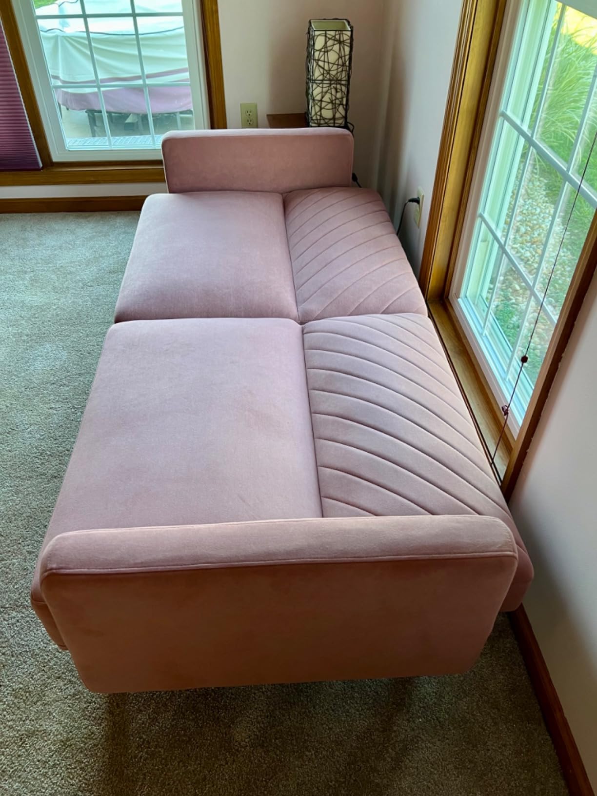 Chloe Futon Sofa Bed, Light Gray Fabric Mopio