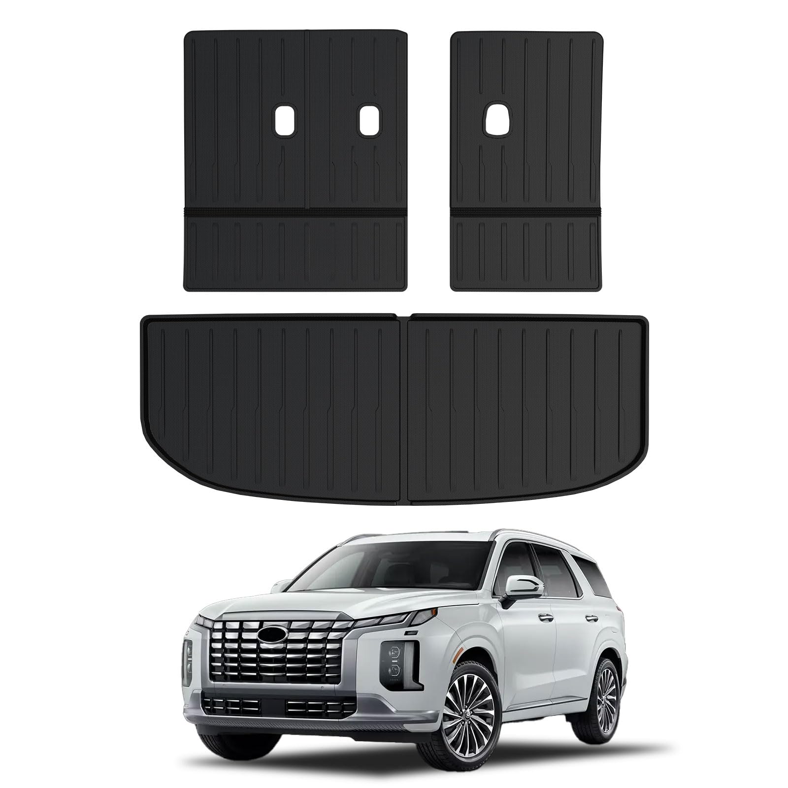 Seat Back Covers Cargo Liner for 2020-2024 Hyundai Palisade Accessories, All-Weather TPE Mats Trunk Mat Backrest Protectors-Split Design for Easy Cleaning