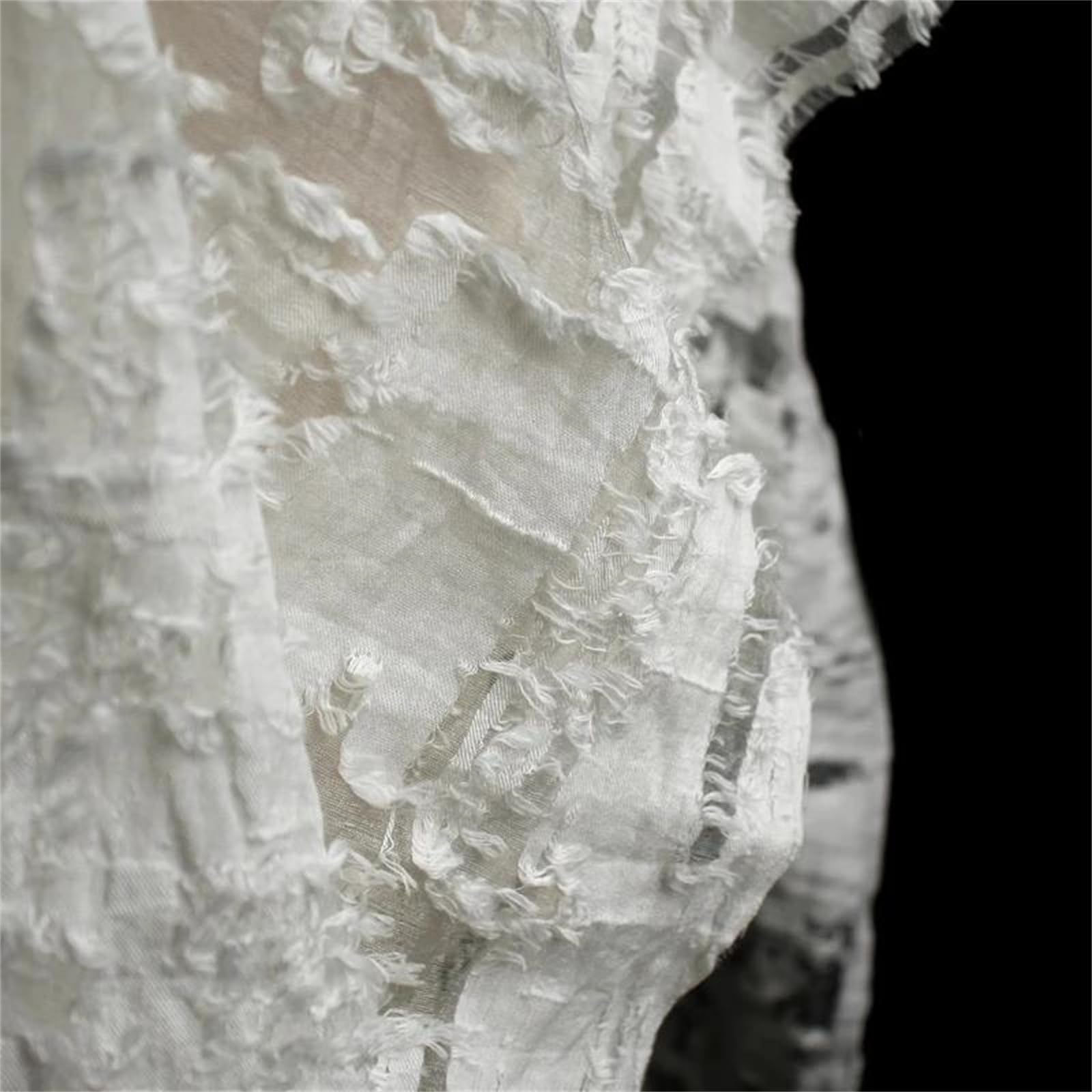 Tessuto in Filato di Vetro Tridimensionale Spazzolato con Piume Leggere da 137 cm for Abiti da Sposa e Costumi di Scena