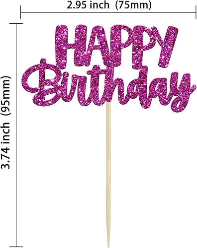 Miniatura 2 de Gyufise 24 piezas de decoración de cupcakes con purpurina para cumpleaños, para celebrar feliz cumpleaños, fiesta temática, suministros de