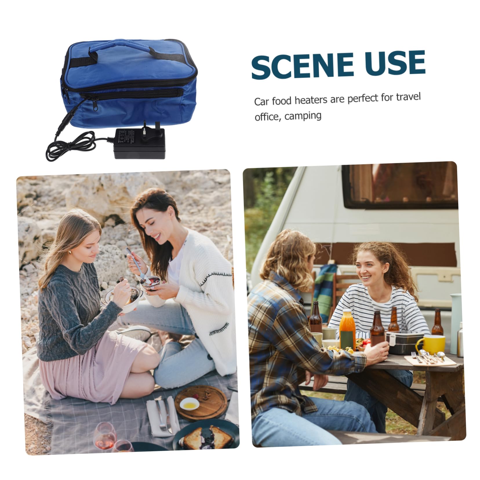 Luxshiny Bolsa Térmica para Almuerzo y Calefacción 12v Coche, Tamaño Compacto, Oxford Resistente, Calentador Eléctrico Uniforme, para Viajes y Oficina, Bolsa Aislante Portátil Azul