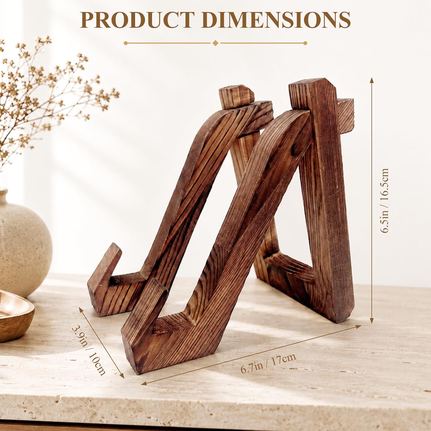 Wooden Plate Display Stand, Decorative Holder for Picture Frames, Dishes, Photos, Plaques, Platters & Tabletop Decor image 3