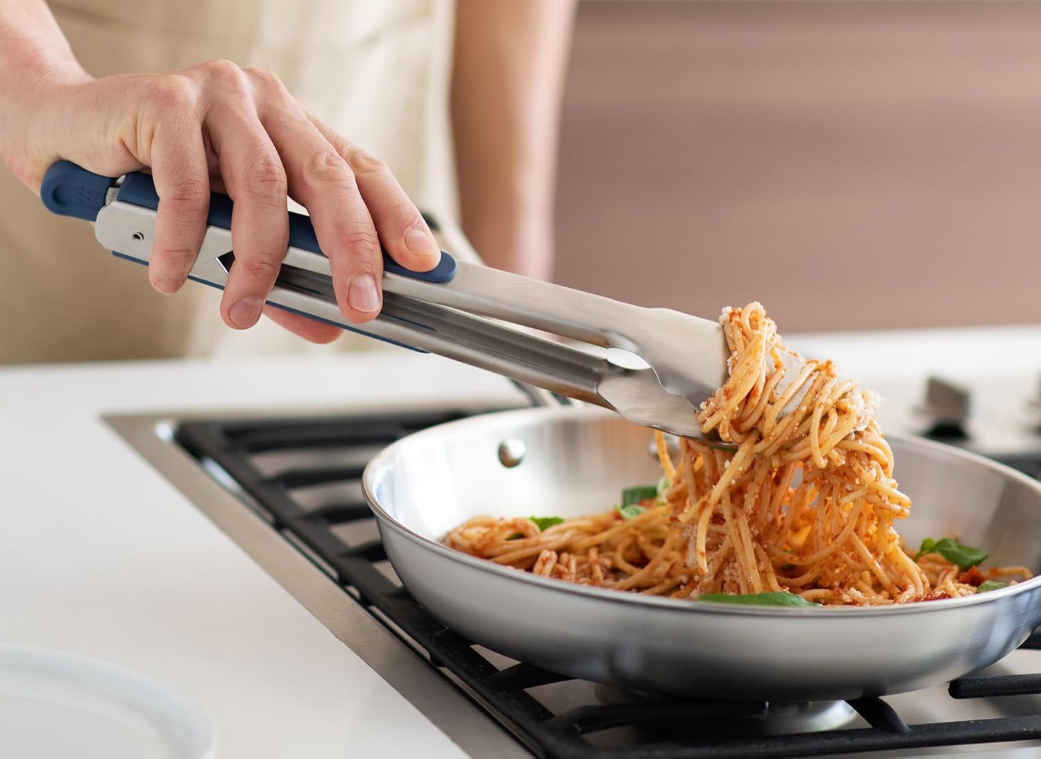 Misen Kitchen Tongs - Dishwasher Safe, Heavy Duty - Precision Stainless Steel Grilling Tool - Heat Resistant - Perfect for Serving and Air Frying - 13 Inch | Blue Blue Stainless Steel 13"