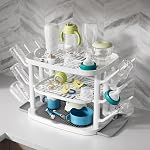 Sac de séchage pour biberons,3-Tier Organisateur de comptoir de grande capacité avec 360° Ventilation, bac à drague amovible, base antidérapante – Support de bouteille facile à nettoyer pour les accessoires pour bébé