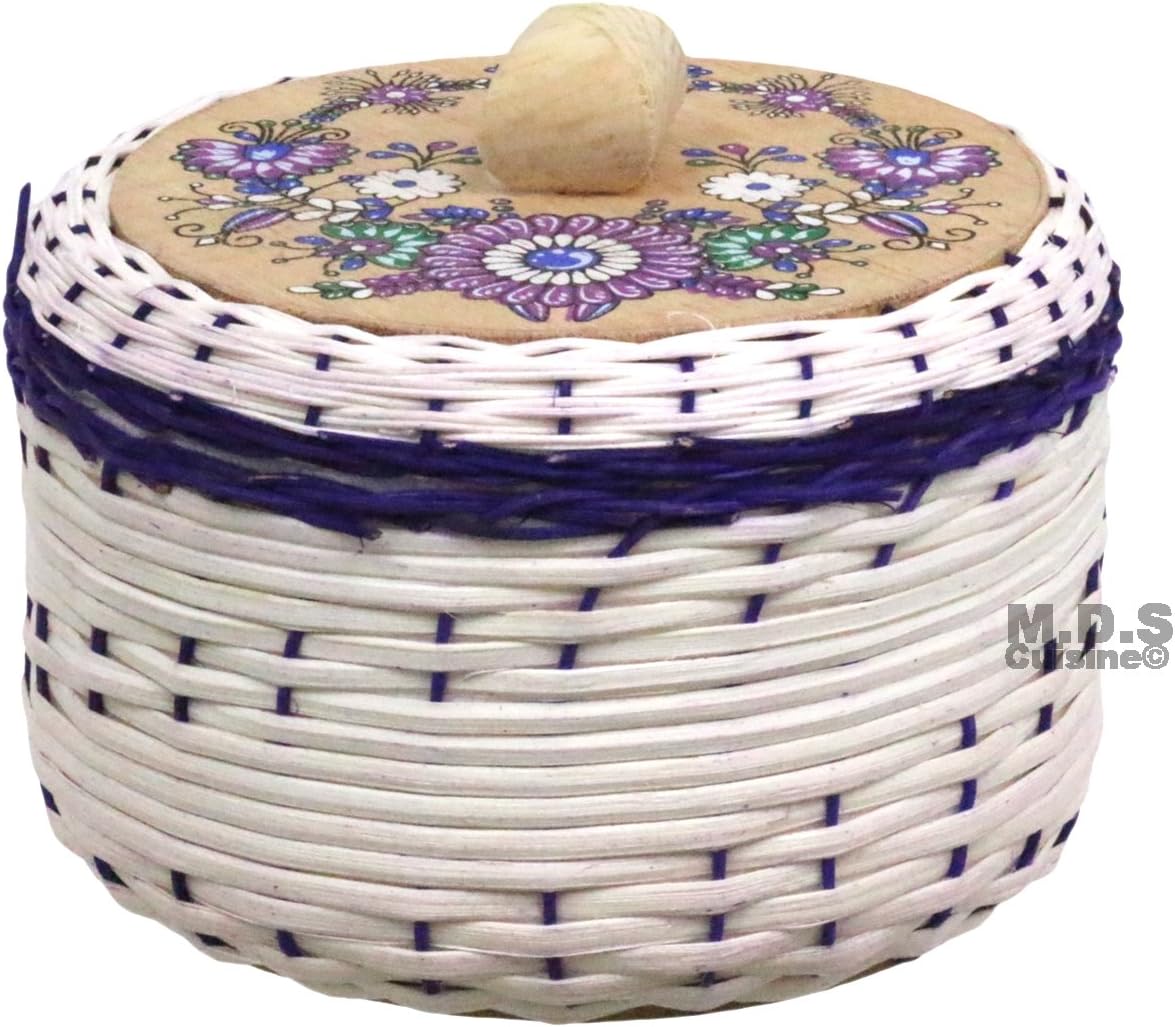 Tortilla Warmer 9" Tortillero de Mimbre Traditional Wicker Made in Mexico Traditional Handmade Styrofoam (Purple)