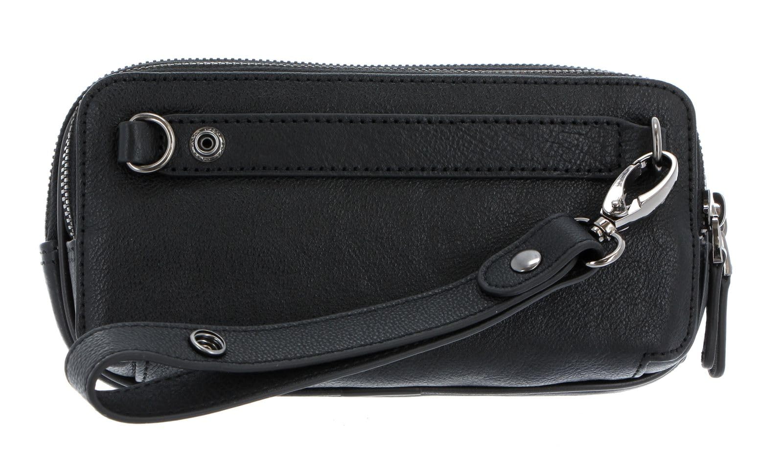 PIQUADRO – Pochette in Pelle Black Square – 3 Scomparti, Polsiera Rimovibile, Protezione RFID – Colore Nero – Uomo