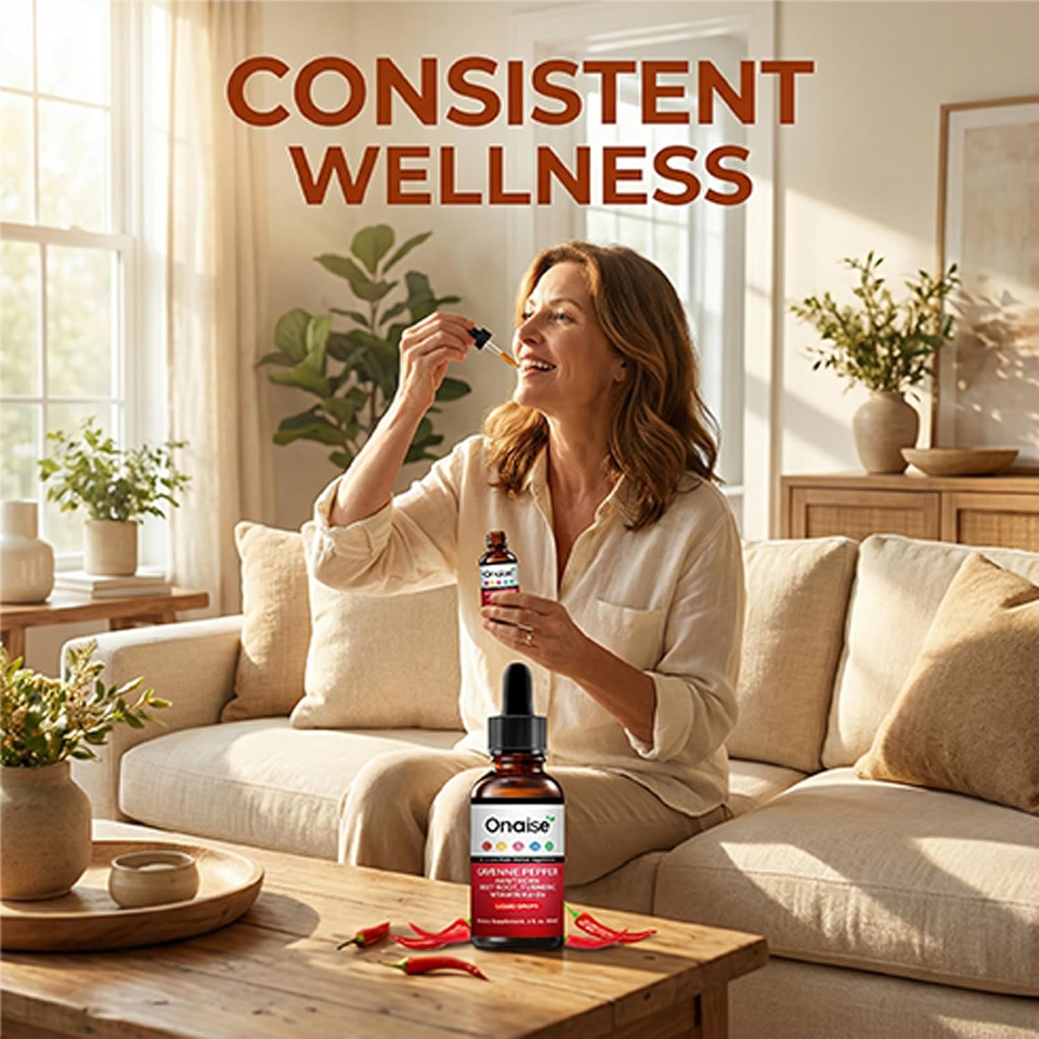 Cayenne Drops – Plant-Based Liquid Wellness Blend with Beetroot Hawthorn Turmeric and Vitamins D3 K2 – Clean Daily Routine Formula for Balanced Lifestyle (1)