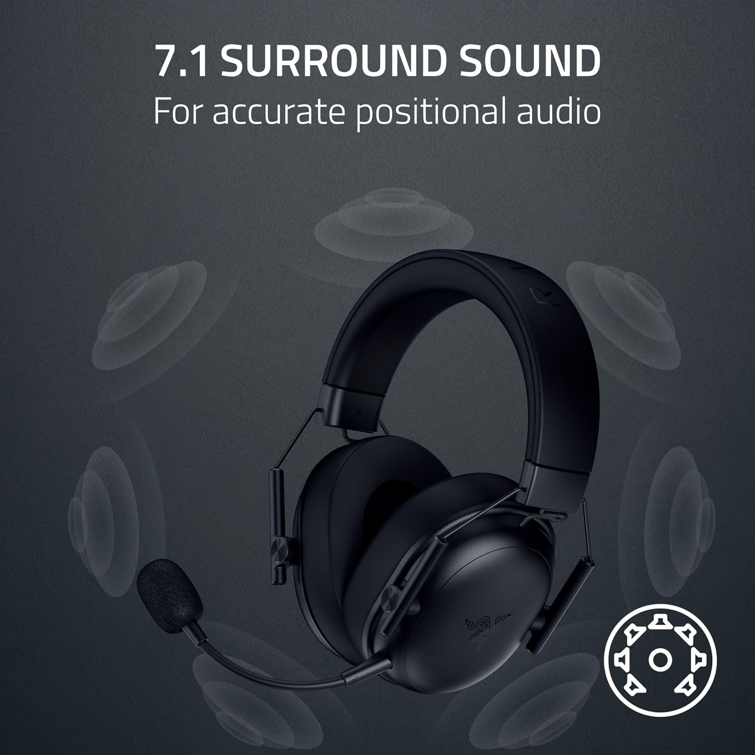 Razer BlackShark V3 X HyperSpeed Wireless Gaming Headset for PC: 50mm Drivers - Cardioid Mic - 2.4 GHz, Bluetooth, USB - Works with Mac, PS5, Nintendo Switch, Smartphone - 70 Hr Battery - Black - Image 7