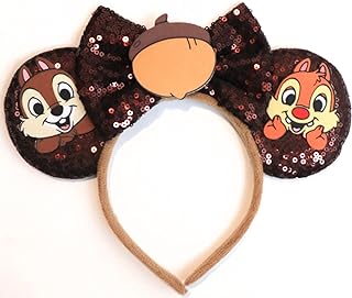CLGIFT Minnie Ears Collection: Brown, Silver Gold Blue, Rainbow Sparkle, and Classic Red Sequin Designs (Chip n Dale)