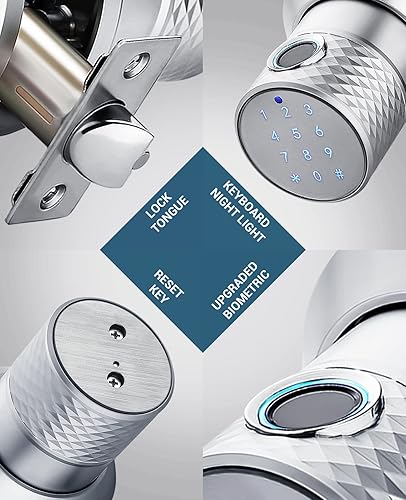 Miniatura 6 de Cerradura de puerta de huellas dactilares sin llave, 4 maneras de desbloqueo (llavecódigohuella dactilar), aleación de zinc, mango electrónico de
